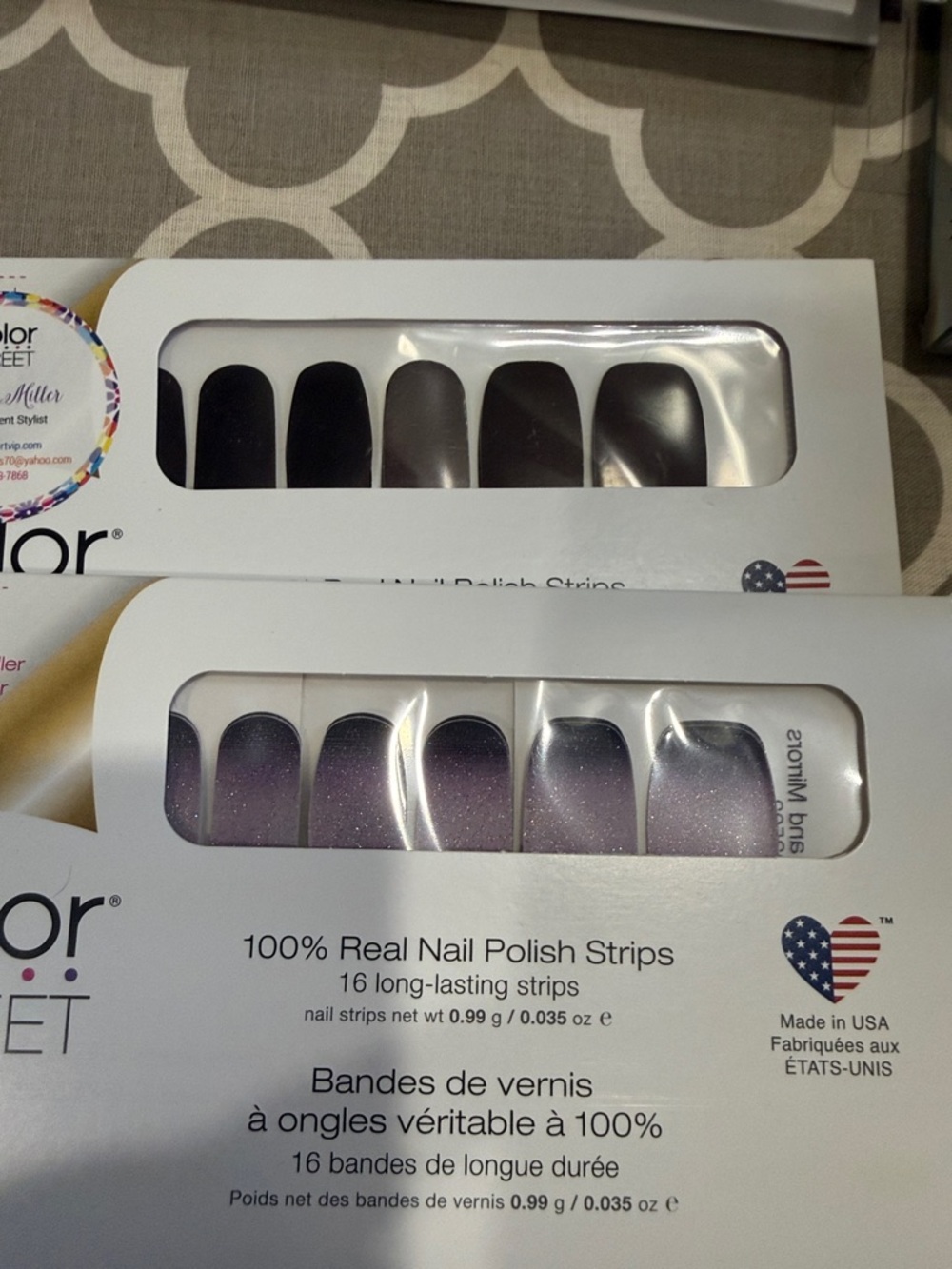 Color Street Purple Glitter Ombre & Black Nail Polish Strips